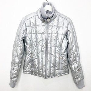 STEVE MADDEN Silver Metallic Puffer Jacket Coat Size M